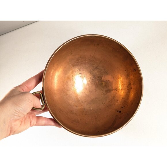 Vintage 8" copper mixing bowl, round bottom copper bowl vintage home decor, - Picture 5 of 10